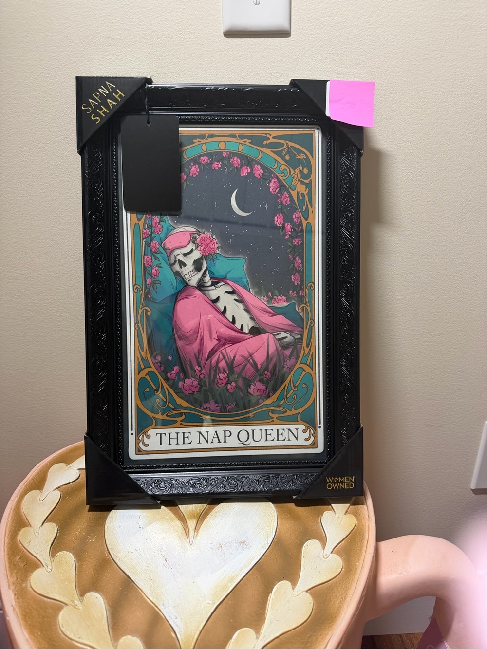 Sapna Shah Black Framed Halloween The Nap Queen Tarot Card Picture